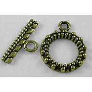 Tibetan Style Alloy Toggle Clasps, Cadmium Free & Nickel Free & Lead Free, Antique Bronze, 20x15mm, Hole: 8mm(MLF1061Y-NF)