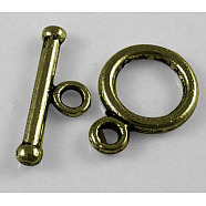 Tibetan Style Alloy Toggle Clasps, Cadmium Free & Nickel Free & Lead Free, Ring, Antique Bronze, 14x10mm, Hole: 2mm(MLF1185Y-NF)