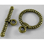 ibetan Style Alloy Toggle Clasps, Lead Free and Cadmium Free, Antique Bronze, 22.5x18mm, Hole: 2mm(MLF1298Y)