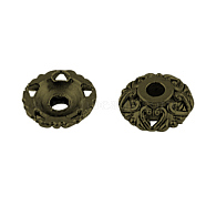 Tibetan Style Alloy Bead Caps, Apetalous, Antique Bronze, Lead Free & Cadmium Free and Nickel Free, about 10mm in diameter, 3mm thick, hole: 2mm(MLFH10353Y-NF)