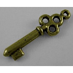 Tibetan Style Alloy Pendants, Lead Free, Cadmium Free and Nickel Free, Antique Bronze, Skeleton Key, 21.5x7mm, Hole: 1mm(MLF0220Y-NF)