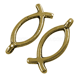 Tibetan Style Alloy Pendants, For Easter, Lead Free & Cadmium Free & Nickel Free, Jesus Fish/Christian Ichthys Ichthus, Antique Bronze, 20x8mm, Hole: 2mm(MLF0394Y-NF)