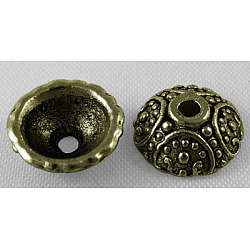 Tibetan Style Alloy Caps, Cadmium Free & Lead Free, Antique Bronze, 10x4mm, Hole: 1.5mm(MLF0531Y)