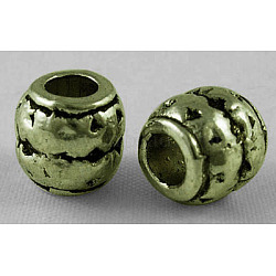 Tibetan Style Alloy Large Hole Barrel Beads, Antique Bronze, Lead Free & Cadmium Free & Nickel Free, 8x8mm, Hole: 3.5mm(MLF0929Y-NF)