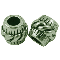 Tibetan Style Alloy European Beads, Cadmium Free & Nickel Free & Lead Free, Barrel, Antique Bronze, 11x10mm, Hole: 5mm(MLF10613Y-NF)