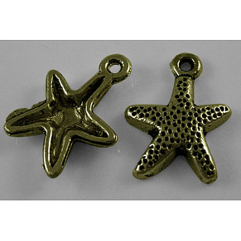 Tibetan Style Alloy Starfish/Sea Stars Charms, Lead Free and Cadmium Free, Antique Bronze, 16x12mm, Hole: 1mm