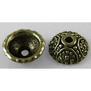 Tibetan Style Alloy Caps, Cadmium Free & Lead Free, Antique Bronze, 10x4mm, Hole: 1.5mm