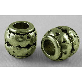 Tibetan Style Alloy Large Hole Barrel Beads, Antique Bronze, Lead Free & Cadmium Free & Nickel Free, 8x8mm, Hole: 3.5mm