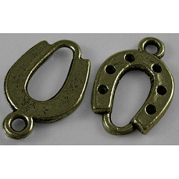 Tibetan Style Alloy Horseshoe Pendants, Lead Free and Cadmium Free, Antique Bronze, 17.5x11x3mm, Hole: 1.5mm