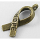 Breast Cancer Awareness Ribbon Carved Word Hope Tibetan Style Alloy Message Pendants(MLF5104Y)-1