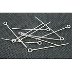 Nickel Free Iron Eye Pin, Platinum Color, Size: about 0.7mm thick, 3.0cm long, hole: 2mm, about 8000pcs/1000g(NFEP3.0cm)