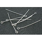 Nickel Free Iron Eye Pin, Platinum Color, Size: about 0.7mm thick, 4.0cm long, hole: 2mm, about 6400pcs/1000g(NFEP4.0cm)