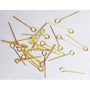 Nickel Free Iron Eye Pin, Golden, Size: about 0.7mm thick, 1.8cm long, hole: 2mm, about 16000pcs/1000g