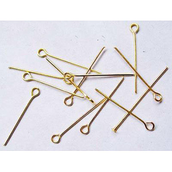 Nickel Free Iron Eye Pin, Golden, Size: about 0.7mm thick, 2.4cm long, hole: 2mm, about 11600pcs/1000g