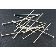 Iron Flat Head Pins, Cadmium Free & Nickel Free & Lead Free, Platinum, 28x0.75~0.8mm, 20 Gauge, about 8400pcs/1000g, Head: 2mm(NFHP2.8cm)