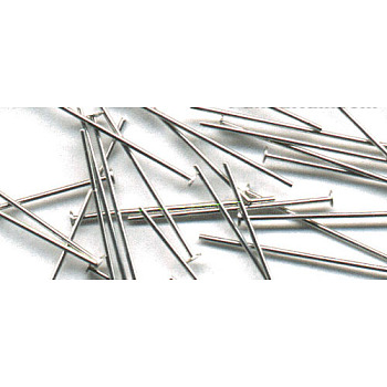 Iron Flat Head Pins, Cadmium Free & Nickel Free & Lead Free, Platinum, 26x0.75~0.8mm, 20 Gauge, 8400pcs/1000g, Head: 2mm