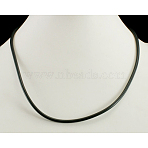 Rubber Cord with Brass Findings, Platinum, Black, about 3mm in diameter, 17 inch long(NFS164-3)