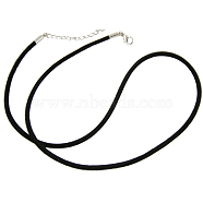 Leather Necklace Making, Platinum, Black, 18 inch(45.8cm), 2mm(NFS058-1)