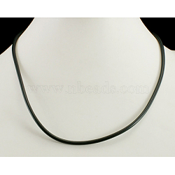 Rubber Cord with Brass Findings, Platinum, Black, about 3mm in diameter, 17 inch long(NFS164-3)