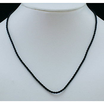 Silk Necklace Making, Black, about 2mm wide, 17 inch long