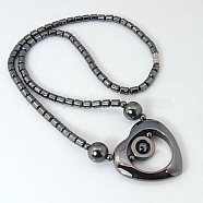 Magnetic Synthetic Hematite Necklaces, with Brass Screw Clasps, Black, 18.7 inch(NJEW-C021-1)