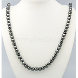 Magnetic Synthetic Hematite Mala Beads Necklaces, Black, 29.92 inch(76cm)(NJEW-A262-60)