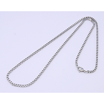 Great Valentines Day Gift 304 Stainless Steel Box Chain Necklaces, Stainless Steel Color, 20 inch(50.8cm), 2mm