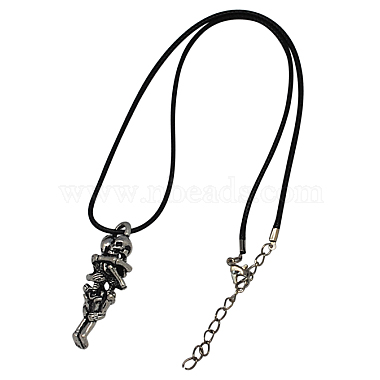 Zinc Alloy Skull Necklaces for Halloween(NJEW-R009)-2