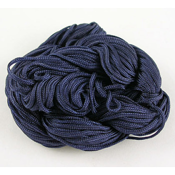 Nylon Thread, Nylon Jewelry Cord for Custom Woven Bracelets Making, Dark Blue, 1mm, 28m/batch