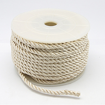 Polyester Cord, Twisted Cord, Beige, 3mm, 20yards/roll