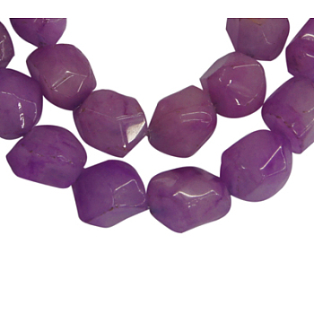 Natural Jade Beads Strands, Faceted Nuggets, Dyed, about 8mm wide, 10mm long, hole: 1mm, 47 pcs/strand, 15.5 inch