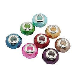Trumpet Shell European Beads, Brass Core, Rondelle, Mixed Color, 15x10mm, Hole: 5mm(OPDL-H015)