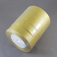 Glitter Metallic Ribbon, Sparkle Ribbon, DIY Material for Organza Bow, Double Sided, Goldenrod, 1 inch(25mm), 25yards/roll(22.86m/roll), 5rolls/set(ORIB-25mm-G)