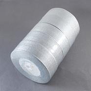 Organza Ribbon, Glitter Metallic Ribbon, Sparkle Ribbon, Silver, 1-1/8 inch(30mm), 25yards/roll(22.86m/roll), 5 rolls/group, 125 yards/group(114.3m/group)(ORIB-30mm-Y-S)