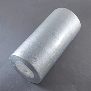 Glitter Metallic Ribbon, Sparkle Ribbon, DIY Material for Organza Bow, Double Sided, Silver, 2 inch(50mm), 25yards/roll(22.86m/roll), 4rolls/set(ORIB-50mm-S)