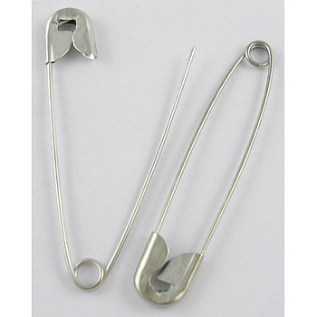 Iron Safety Pins, Platinum, 53~54x11~12x3mm, Hole: 3.5mm