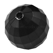 Colorful Acrylic Beads, Imitation Jade, Faceted Round, Black, about 20mm in diameter, hole: 2mm, about 109pcs/500g(PAB1550Y-6)