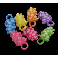 Acrylic 3D Grape Charms, Craft Style, Mixed Color, 19.5mm long, 10.5mm wide, 6mm thick, hole: 3.5mm, about 1666pcs/500g(PAB2845Y)