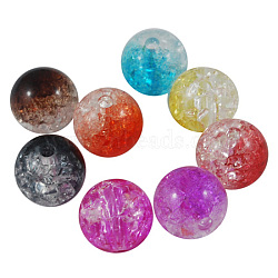 Colorful Acrylic Beads, Crackle, Round, Mixed Color, 10mm in diameter, hole: 2mm, about 909pcs/500g(PAC152Y)