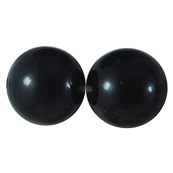 Imitated Pearl Acrylic Beads, Round, Black, 16mm, Hole: 2mm, about 220pcs/500g