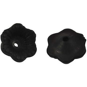 Acrylic Beads, Frosted, Flower, Black, 11mm in diameter, 4mm thick, hole: 2mm, about 3500pcs/500g