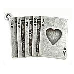 Zinc Alloy Pendants, Poker/Playing Cards, Lead Free and Cadmium Free, Antique Silver, 30x22x2mm, Hole: 2mm(PALLOY-A14147-AS-LF)