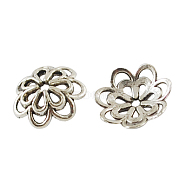 Alloy Fancy Bead Caps, Cadmium Free & Lead Free & Nickel Free, Flower, Antique Silver, 14x4mm, Hole: 2mm(PALLOY-00791-AS-NR)