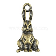 Tibetan Style Alloy Pendants, Lead Free & Cadmium Free, Rabbit, Antique Bronze, 23.5x10.3x2.8mm, Hole: 2mm(PALLOY-A15373-AB)