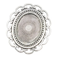 Oval Alloy Cabochon Settings, DIY Material for Hair Accessories, Nickel Free, Antique Silver, Tray: 40x30mm, 68x59x2mm.(PALLOY-A15632-AS-NF)