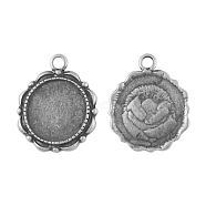 Alloy Pendant Cabochon Settings, Cadmium Free & Lead Free, Flat Round, Antique Silver, 23x18x2mm, Hole: 3mm, Tray: 14mm(PALLOY-A18941-AS-LF)