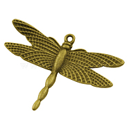 Alloy Pendants, Lead Free & Cadmium Free & Nickel Free, Dragonfly, Antique Golden, 28x35.5x2mm, Hole: 1.5mm(PALLOY-EA10966Y-AG-NF)