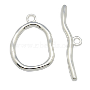 Alloy Toggle Clasps, Cadmium Free & Nickel Free & Lead Free, Silver Color Plated, Size: Oval: about 25mm wide, 36mm long, 3mm thick, hole: 3mm, Bar: about 10mm wide, 49mm long, hole: 3mm(PALLOY-G013-S)