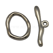 Alloy Toggle Clasps, Cadmium Free & Nickel Free & Lead Free, Gunmetal, Size: Oval: about 16mm wide, 21mm long, 3mm thick, Bar: about 9mm wide, 29mm long, hole: 2mm(PALLOY-G014-B)
