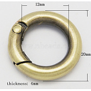Alloy Spring Gate Rings, O Rings, Antique Bronze, 6 Gauge, 20x4mm, Inner Diameter: 12mm(PALLOY-H245-AB)
